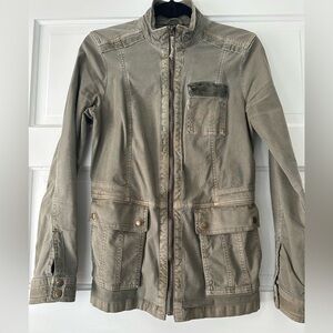 Lucky Brand utility jacket in army green canvas.